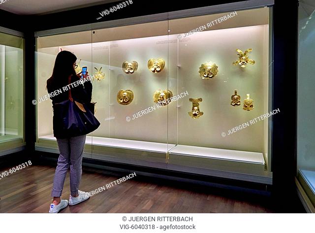 exhibition room in Gold Museum or Museo del Oro, Bogota, Colombia, South America - Bogota, Colombia, 18/08/2017
