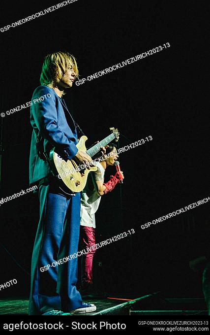 Zurich, Switzerland. 11th, July 2023 The Japanese rock band One Ok Rock performs a live concert at X-tra in Zurich. Here guitarist Toru Yamashita is seen live...