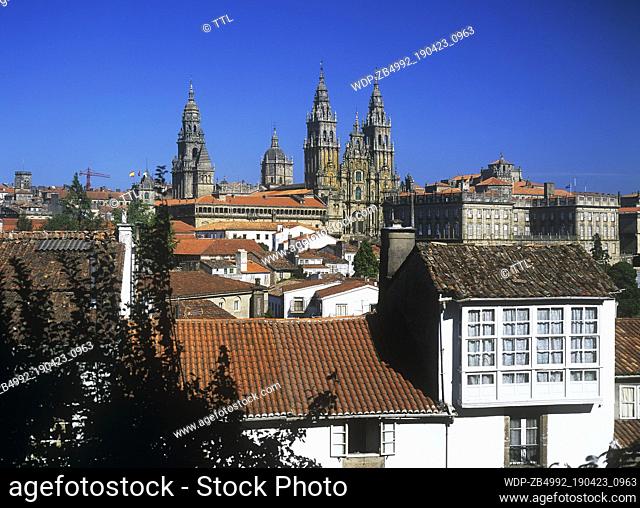 Spain Galicia Santiago De Compostela Cathedral Colour Image, Color Image, Photography, Europe, European, Western Europe, Mediterranean, Spanish