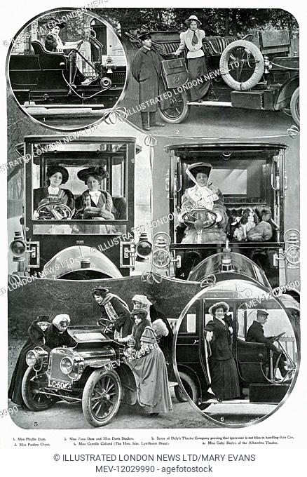 Selection of photographed actresses posing around the latest automobile