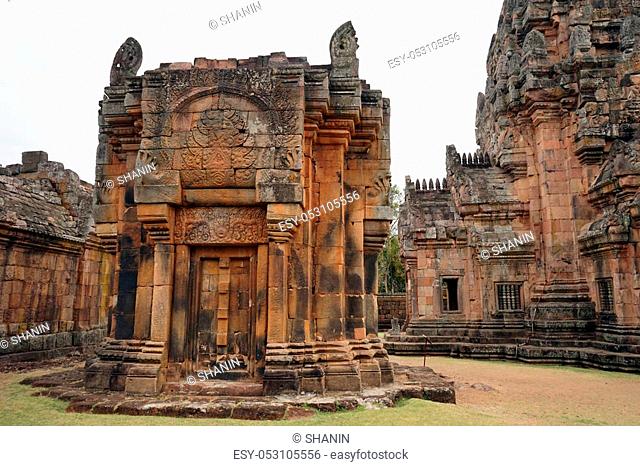 BURIRAM, THAILAND - CIRCA FEBRUARY 2017 Inside khmer temple and pond in Phanom Rung historical park