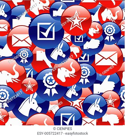 USA elections glossy icons pattern