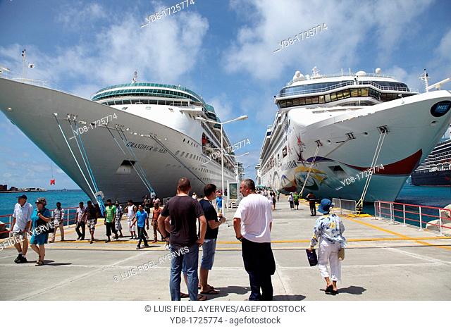 Cruises docked in the port of St Maarten, Caribbean