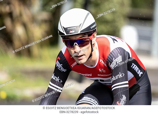 Fabio Felline at Zumarraga, at the first stage of Itzulia, Basque Country Tour. Cycling Time Trial race