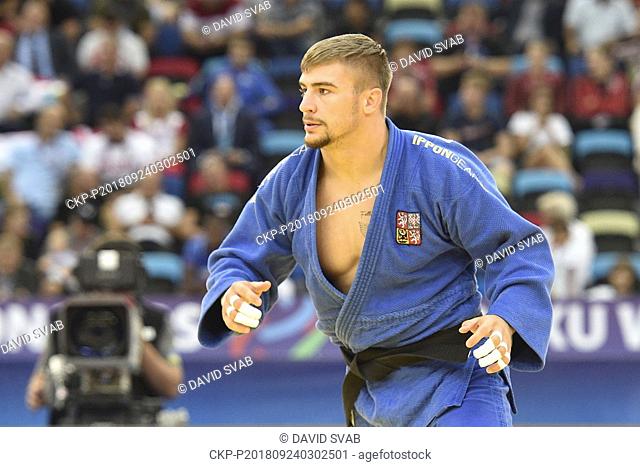 Czech judoka David Klammert is seen during a match of men's 90kg class in World Judo Championships at National Gymnastics Arena in Baku, Azerbaijan