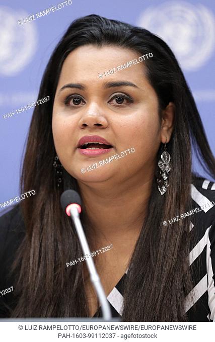 United Nations, New York, USA, January 26 2018 - Jayathma Wickramanayake, United Nations Secretary - General's Envoy on Youth Presser on the 2018 ECOSOC Youth...