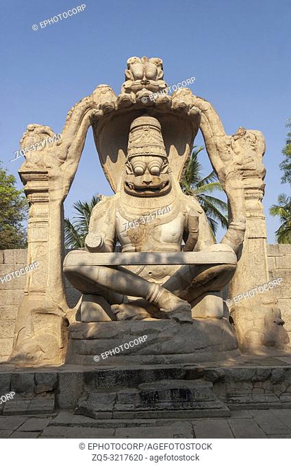 Lakshmi Narasimha statue at Hampi, Karnataka, India