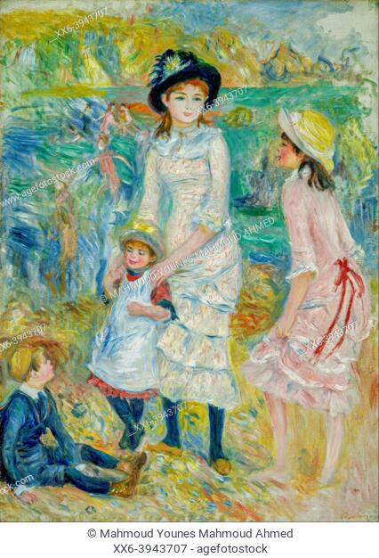 Auguste Renoir, Children on the Seashore, Guernsey, is an oil painting on Canvas 1883 - by French painter, sculptor, Pierre-Auguste Renoir (1841–1919)