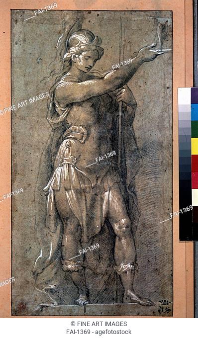 Minerva. Crespi, Giovanni Battista (1573-1632). Black chalk, white colour on paper. Baroque. State A. Pushkin Museum of Fine Arts, Moscow. 40, 7x21, 3
