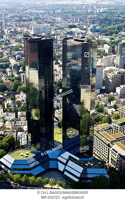 Twin towers of the Deutsche Bank, Frankfurt, Hesse, Germany