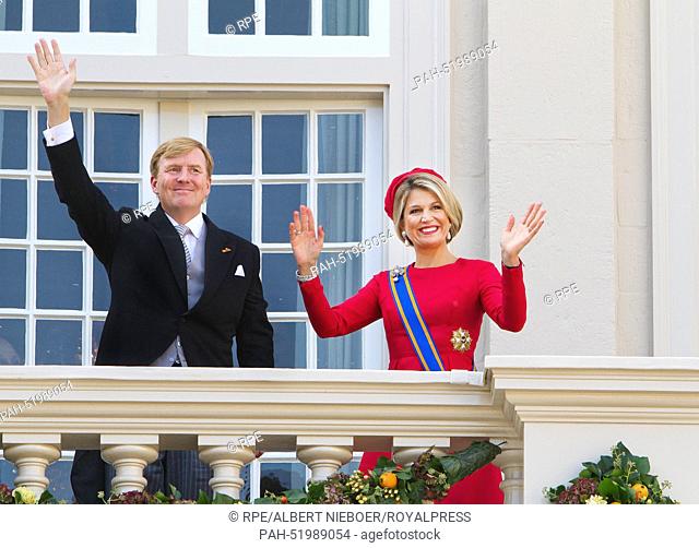 HM King Willem-Alexander and HM Queen Maxima on the balcony of Palace Noordeinde during the opening of the new parliamentary year of the Staten-Generaal (the...