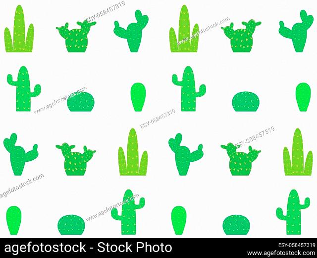 White background with different types of cactus