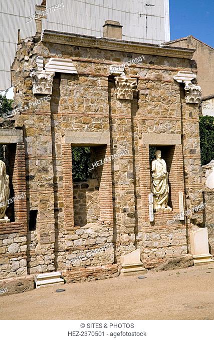 The forum at Merida, Spain, 2007. Merida was founded by the Romans in 25 BC, under the name of Augusta Emerita, as a colony for veterans of the Vth and Xth...