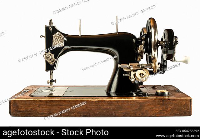 Vintage sewing machine white isolated