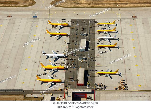 Aerial view, Leipzig International Airport, cargo airport, Schkeuditz, Saxony, Germany, Europe