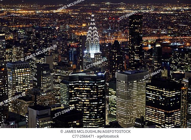 New York City, Manhattan, Skyline, Night, Chrysler Building
