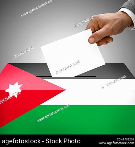 Ballot box painted into national flag colors - Jordan