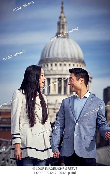 A young Japanese couple sightseeing in London