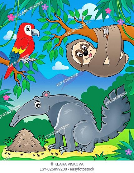 Animals in jungle topic image 1 - picture illustration
