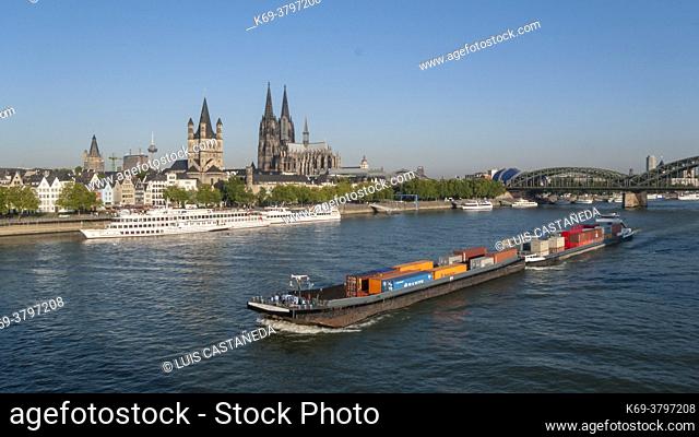 Rhine River Barge. Cologne. Germany