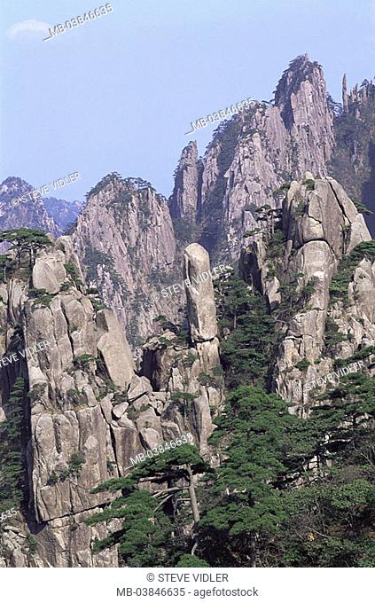 China, Anhui, Huangshan, rock-formations, series, Asia, Eastern Asia, mountain-region, destination, sight, UNESCO-Weltkulturerbe, UNESCO-Weltnaturerbe
