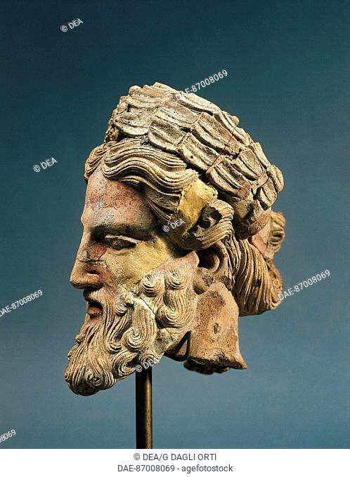 Etruscans, fifth century BC Head of Zeus, Temple of terracotta policromadal Via San Leonardo.  Orvieto, Museo Claudio Faina (Archaeological Museum)
