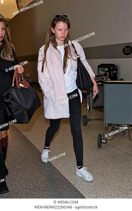 Mia Goth with engagement or wedding ring on at LAX as she departs Featuring: Mia Goth Where: Los Angeles, California, United States When: 09 Mar 2015 Credit:...