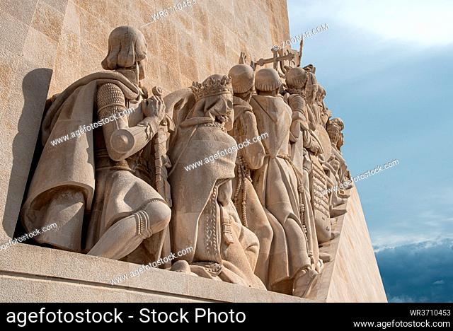 Lisbon, Portugal, October 19 2018: The Padrao dos Descobrimentos (Monument to the Discoveries) against blue cloudy sky. It is located in the Belem district of...