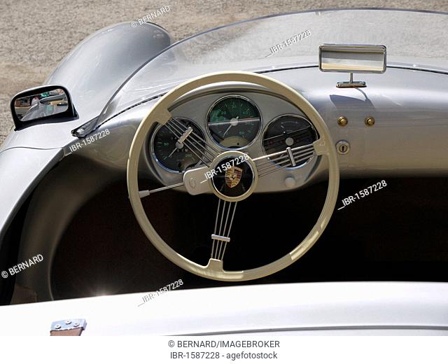 Cockpit of a Porsche 356 Speedster from the Sixties
