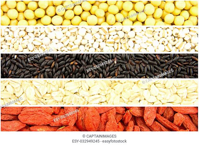 background of many kinds of different grains