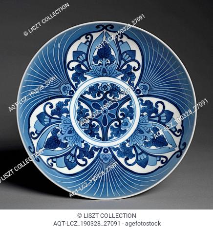 Dish with Ginkgo Leaves, c. 1688-1704. Japan, Edo period (1615–1868), Genroku era (1688-1704). Porcelain with underglaze blue (Hizen ware