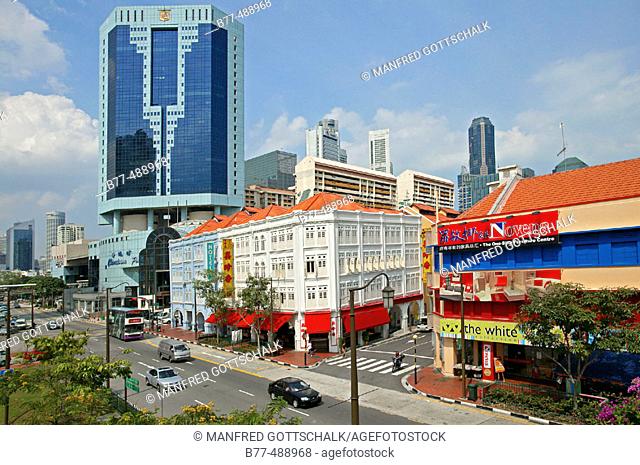 China Town, view of New Bridge Road. Singapore