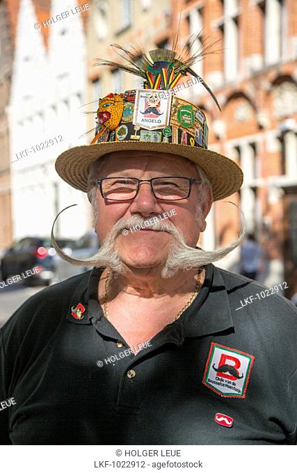 Portrait of Georges Steenwerckx, president of the Orde van de Brusselse Moestasja group of mustache wearers from Brussels, Bruges Brugge, Flemish Region