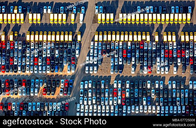 Dammstrasse, new carriage parking lot, new carriage of DHL, external mountain, Dortmund, Ruhr area, North Rhine-Westphalia, Germany