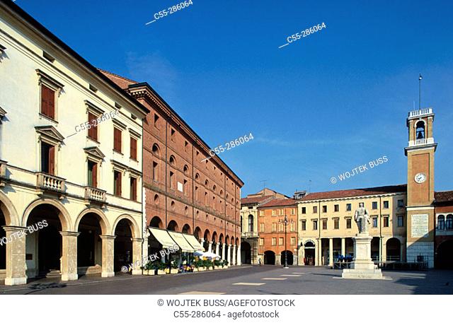 View of Vittorio Emmanuele II Square in Rovigo. Veneto, Italy