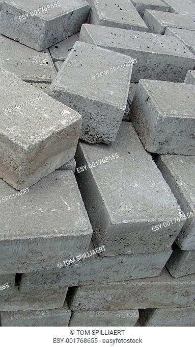 pile stack of new gray bricks