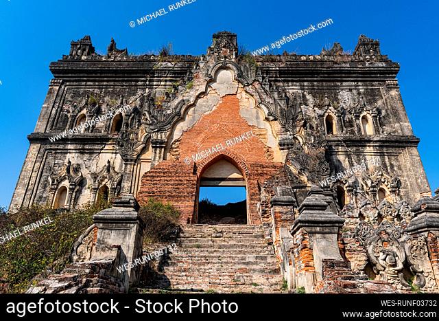 Myanmar, Mandalay Region, Inwa, Entrance gate of Lay Htat Gyi Temple