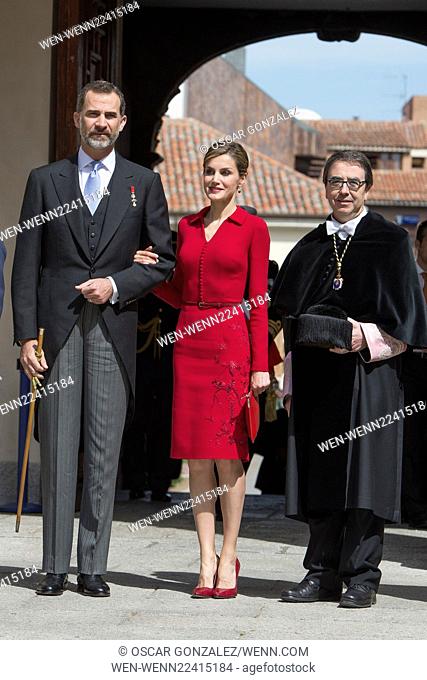 King Felipe VI and Queen Letizia present the Miguel de Cervantes 2014 Award to Spanish writer Juan Goytisolo, during a ceremony held at Alcala de Henares...