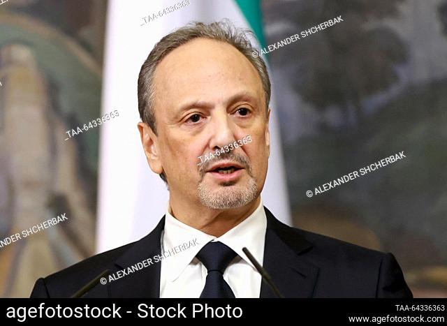 RUSSIA, MOSCOW - NOVEMBER 3, 2023: Kuwait's Minister of Foreign Affairs Sheikh Salem Abdullah Al-Jaber Al-Sabah during a press conference following a meeting...
