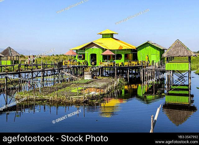 A Colourful Cafe/Restaurant, Minethauk Bridge, Lake Inle, Shan State, Myanmar