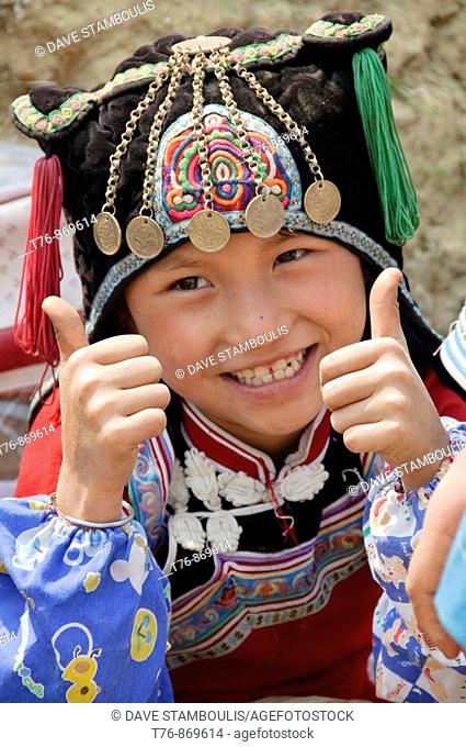 cute Hani minority girl in Yuanyang China
