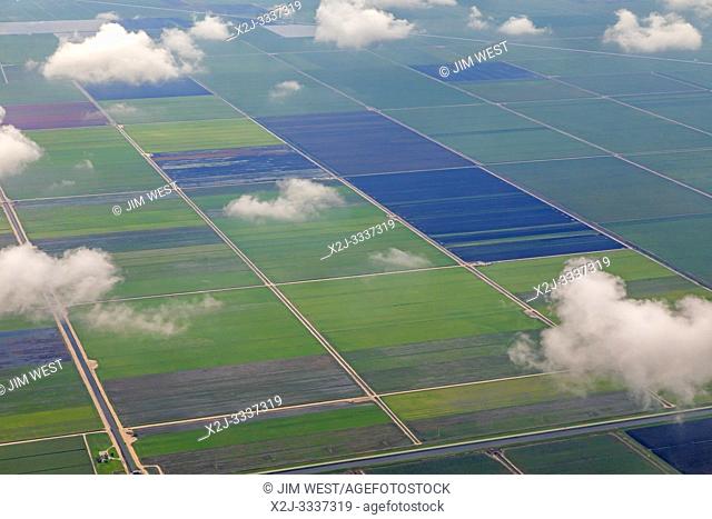 Belle Glade, Florida - An aerial view of farm fields near Lake Okeechobee in south Florida