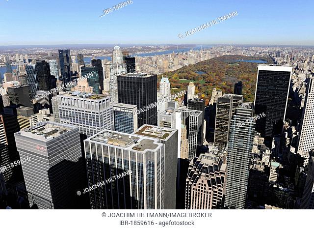 View from Rockefeller Center north on Central Park, Manhattan, New York City, New York, United States of America, USA, North America