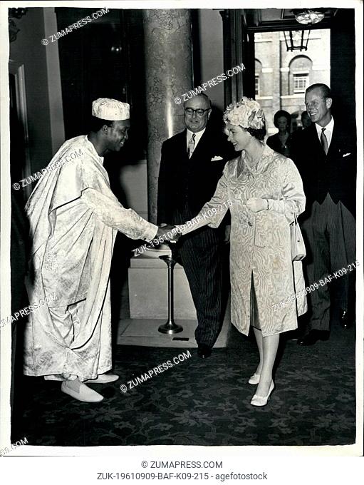 Sep. 09, 1961 - Queen attends Lancaster House reception for Commonwealth Parliamentary conference Delegates: H.M The Queen this afternoon attended the reception...