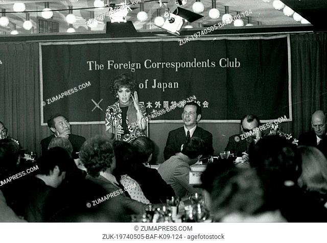 May 05, 1974 - Lollobrigida in Tokyo with her 'Italia Mia' soon. Italian move star Gina Lollobrigida who is currently in Japan to Publicize her book of...