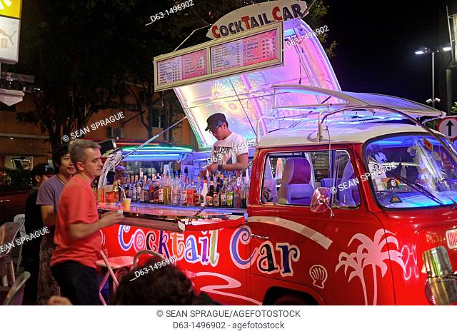 Cocktail bar in a converted VW camper van, Pattaya beach resort, Thailand