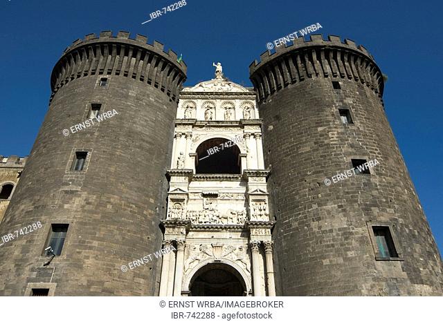 Entrance portal to Castel Nuovo (New Castle), Naples, Campania, Italy