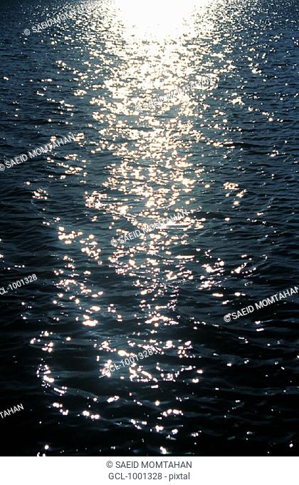Reflection of the sun on the surface of the sea