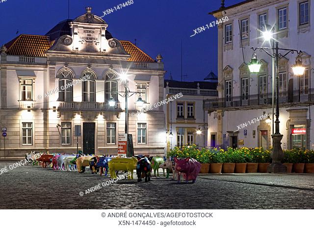Pig Parade in Giraldo Square, Evora, Portugal, Europe