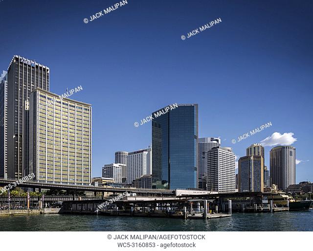 CBD central business district and circular quay area of downtown sydney city australia